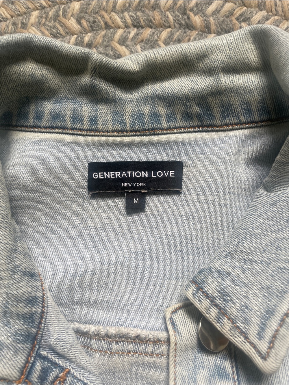 Generation Love Light Blue Ruffle-Shoulder Denim Jacket - Picture 4 of 5